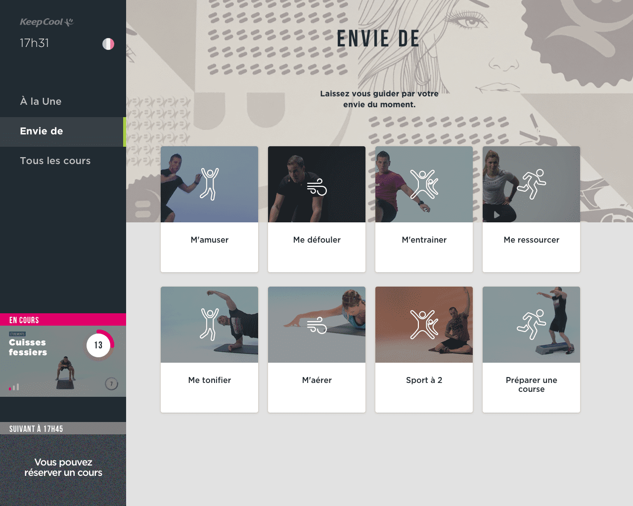 Prototype de l'interface de la page "Envie de"
