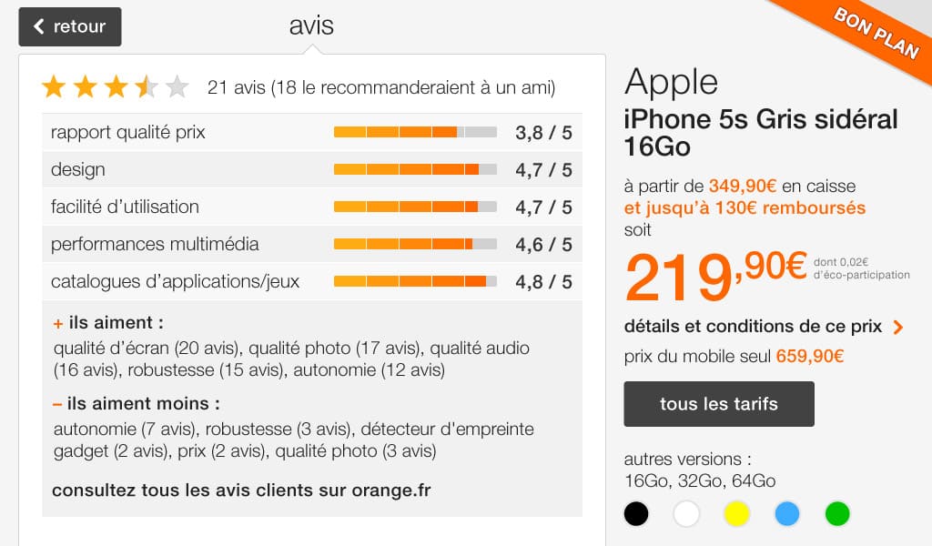 Avis de page client UX/UI