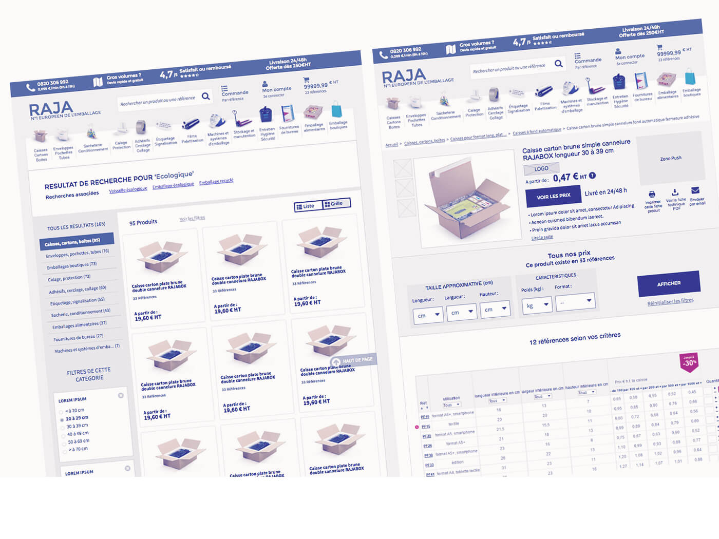 Prototype de Raja pour leur site e-commerce - UX